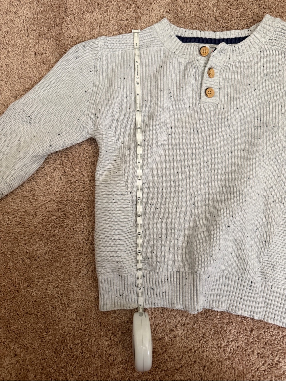 Cat & Jack Boys Light Gray Speckled Knit Henley Sweater Size 5T - Picture 9 of 9